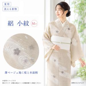 洗える夏着物(絽・付け下げ訪問着) Lフリーサイズ 黒色地に花柄
