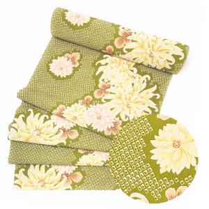 着物 反物 付け下げ 洗える 夏 絽 緑 附下 絵羽 着尺 きもの たんもの