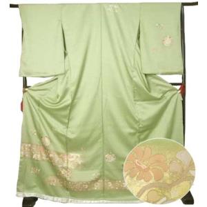 付け下げ 反物 絵羽 波 松 露芝 菊 踊り 舞台 着物 未仕立て 附下 化繊