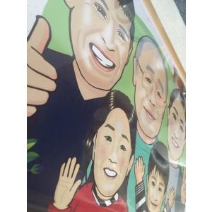 家族似顔絵/大人数似顔絵に☆　A3サイズ似顔絵10名様絵　額・ラッピング・送料込み（下絵確認なしのコ...