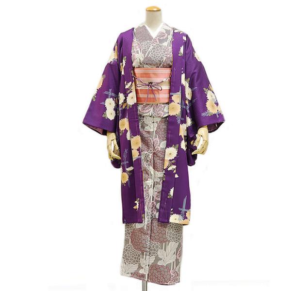 女物　n.taguchi　仕立上り ポリエステル 長羽織　-菊/紫系-　［　0607-141  ]　...