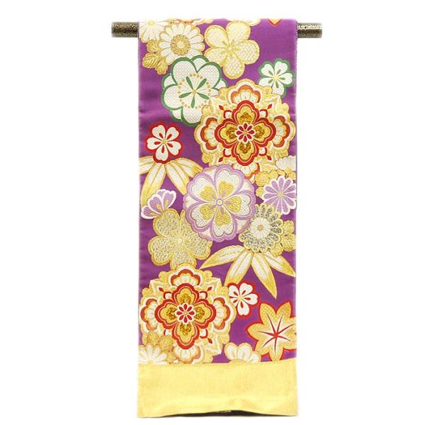 正絹　西陣織　振袖用　袋帯　-梅・桜・菊・笹など/紫系-　[ 1912-3141 ]　着物 きもの ...