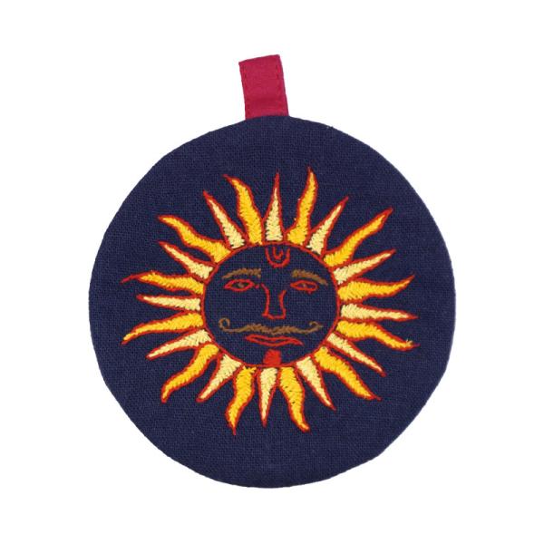 ミラー刺繍 ミニまるポーチ 太陽（ネイビー）（メール便対応）