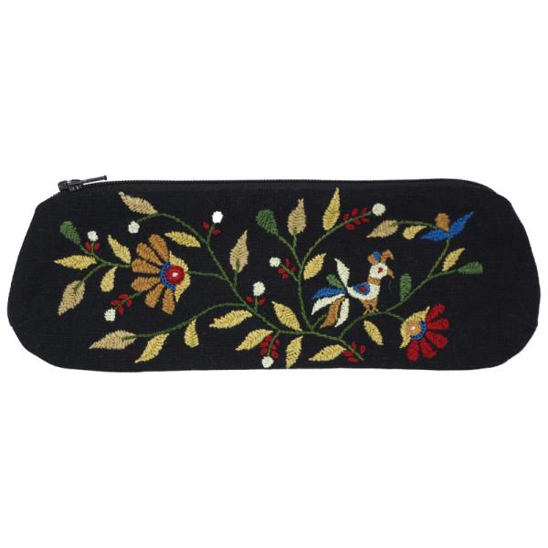 ミラー刺繍 ペンケース 鳥（ブラック）（メール便対応）