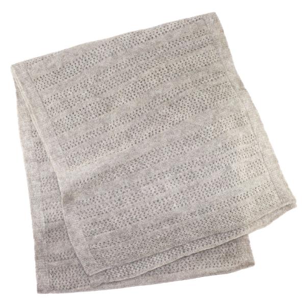 ヤク100％ 透かし編みショール（グレー）