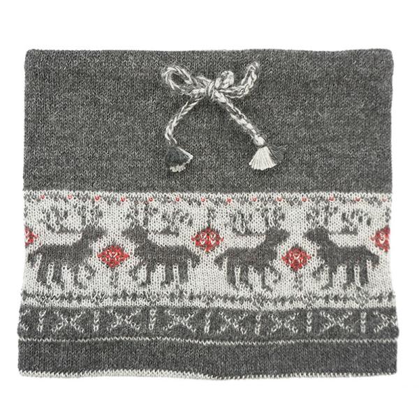 アルパカ100％ ネックウォーマー　トナカイ柄(メール便対応)