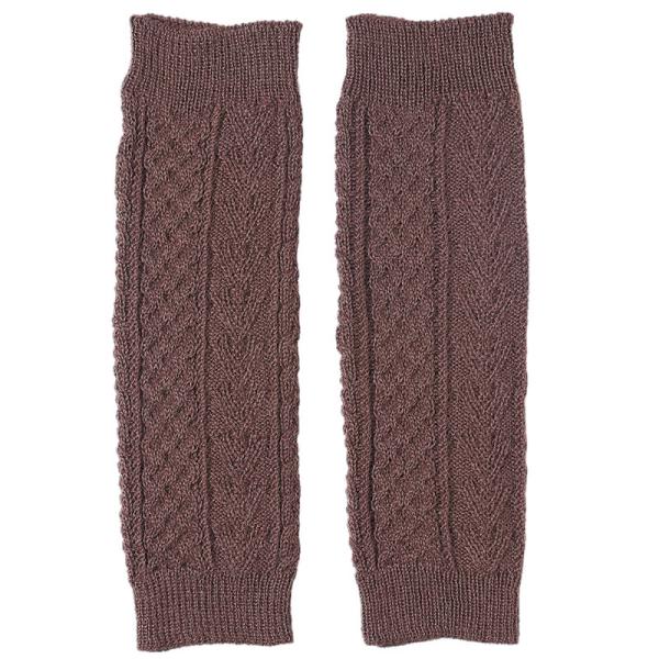 アルパカ100％ レッグウォーマーケーブル編み（ブラウン）(メール便対応)