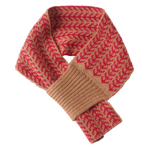 アルパカ100% ヘリンボーン柄ミニマフラー(ブラウン)(メール便対応)