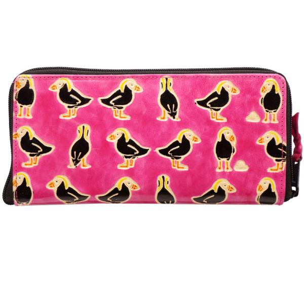 （リニューアル）山羊革 長財布 エトピリカ柄（ピンク）（メール便対応）