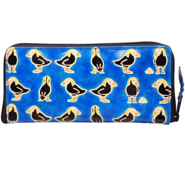 （リニューアル）山羊革 長財布 エトピリカ柄（ブルー）（メール便対応）