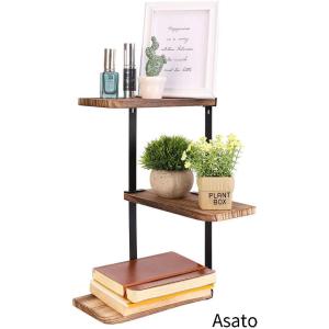 ウォールシェルフ コーナー 壁付け コーナーシェルフ 木製 自由にDIY コーナーラック 3段 壁掛け棚 キッチン 洗面所 リビング トイレ 壁 棚