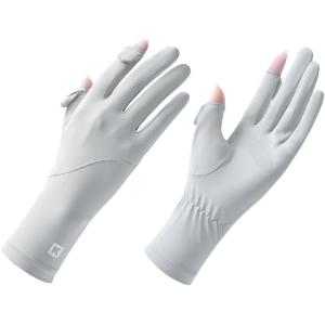 手袋 レディース UVカット UPF50＋認証済み・接触冷感3-5℃・長めデザインで手首までしっかりUVカット 左右2指出し設計・細かい作業が楽｜asaza