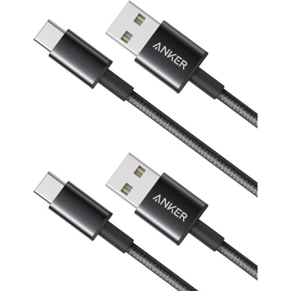 Anker 高耐久ナイロン USB-C &amp; USB-A 2.0 ケーブル【2本セット / 2重編込の...