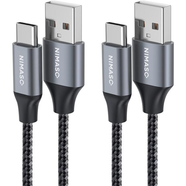 2本セットNIMASO USB Type C ケーブル 1m+1m【QC3.0対応 3A急速充電】 ...