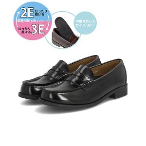 CHARKIES チャーキーズ レディース 軽量コインローファー 二重インソール 2E・幅広3E両方に対応 通学に最適 424100 ブラック 爆買