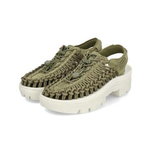 KEEN キーン UNEEK PLT レディーススポーツサンダル 厚底ヒール ユニークピーエルティー 1030721 マティーニオリーブ/スターホワイト