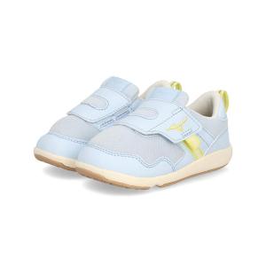 mizuno ミズノ PLAMORE INFANT 3 パカっと開いて脱ぎ履き簡単 ベビーシューズ 子供靴 ワンベルト プレモアインファント3 C1GD2641 04 ライトブルー/イエロー