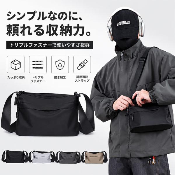 ボディバッグ メンズ サコッシュ バッグ 斜め掛け 撥水 コンパクト トリプルファスナー 多収納 多...
