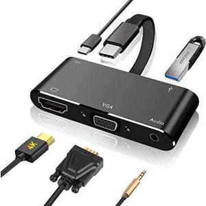 USB C ハブ Type-C HDMI変換アダプタ HDMI/USB3.0/VGA/オーディオポート 100w PD充電 4Kx2K@30Hz出力