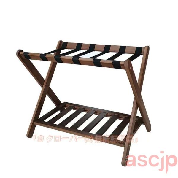 木製スーツケース収納ラックホテル寝室二層折りたたみ荷物ラック床置きスーツケーススタンドシューズラック...