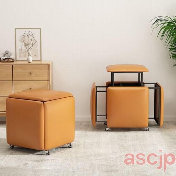 スツール 5in1 省スペース オットマン 低反発 記憶フォーム PU革 コンパクト 足置き 踏み台...