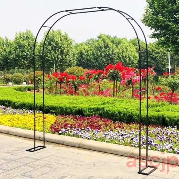 バラのアーチ ブラックアイアン ガーデンアーチ 装飾庭アーチ 薔薇つるクライミング DIY 組立は簡...