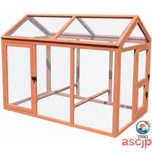 鶏用ケージ 大型 鳥かご 大型 木製 鶏用サンルーム 小戸付き 杉天然木 スパイア 透明 可視金網 広い空間 通気性 鶏 鴨 うさぎ 屋外鳥類 ケージ 動物の脱走を防ぐ