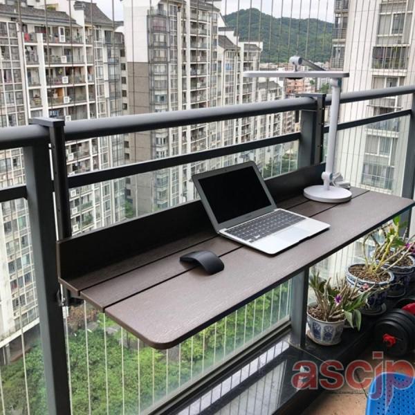 バルコニー折りたたみ吊り下げテーブル 高さ調節可能 手すりダイニング折りたたみテーブル 省スペースカ...