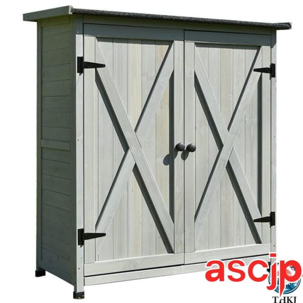 物置 屋外 小型 木製 木製物置 観音開き 物置収納庫 天井アスファルトシングル付き 両開き 扉付き...