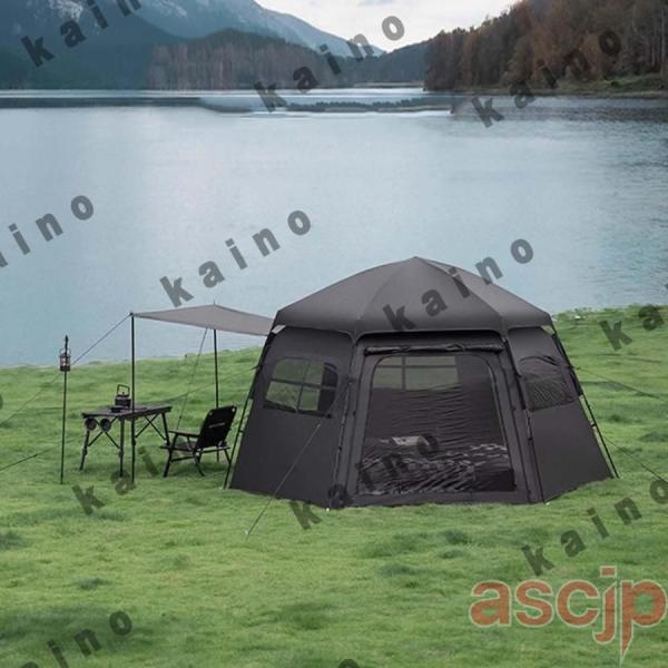 ワンタッチテント 六角形 ポップアップテント 収納袋付き 大空間 キャンプテント テントシート付き ...