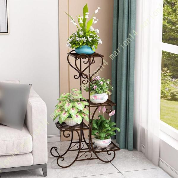 フラワースタンド フラワーラック アイアン 花台 アンティーク おしゃれ ガーデンラック 4段棚 プ...