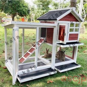 屋外ウサギケージ木製鶏小屋 ウサギケージ うさぎケージ ウサギ小屋 うさぎ小屋 ラビットケージ屋外二層木製チキン小屋 木製小動物 アパートメント フラット換気