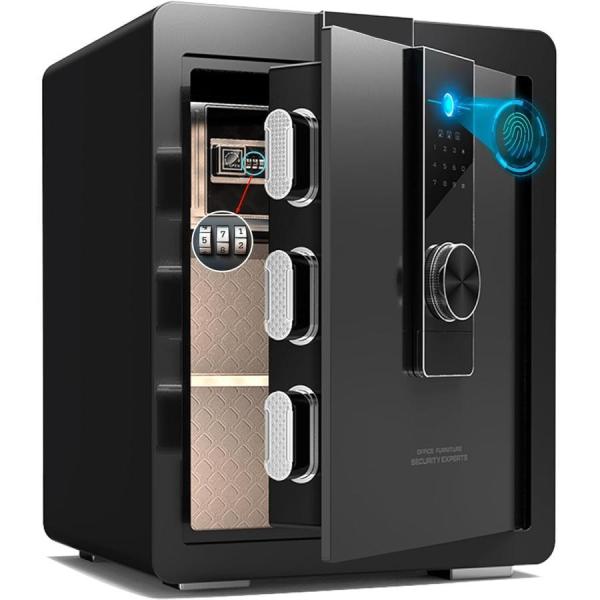 耐火金庫 金庫 家庭用 鍵付きボックス 金庫 家庭用 耐火 指紋認証 金庫 床?壁に固定可能 小型金...