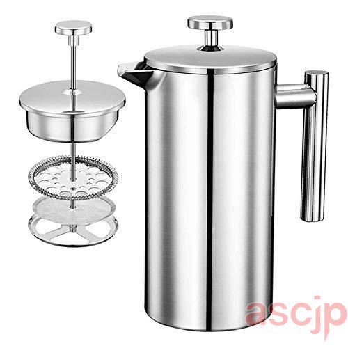 コーヒーメーカー フレンチプレス カフェティエール ステンレス製 ダブルウォール