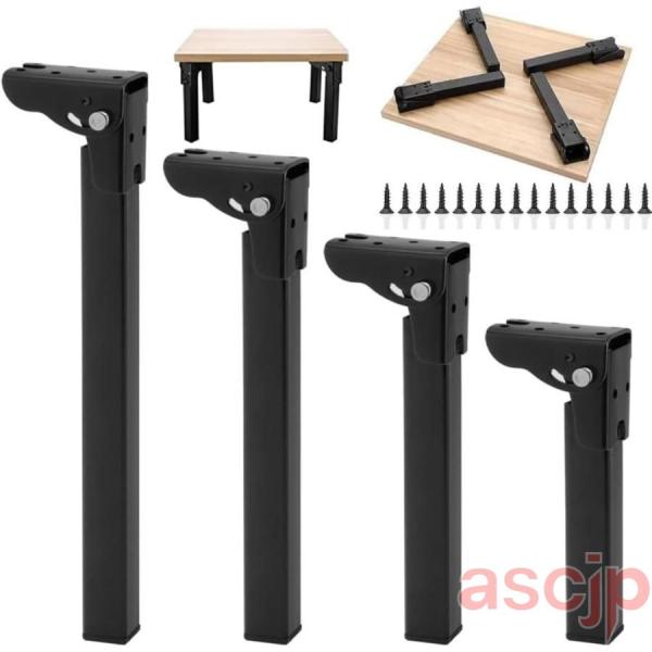 4本セット 折りたたみ式ヘアピンテーブル脚、90°鉄製折りたたみテーブル脚、折りたたみ式テーブル脚サ...