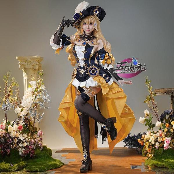 五次元　基萌　原神　コスプレ　ナヴィア　衣装　※ウィッグ　靴　 傘　サングラス　追加可能