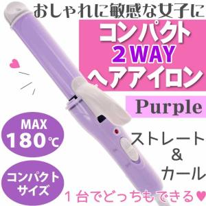 2WAYヘアアイロン コンパクトヘアアイロン パープル 301910 カミオジャパン 2way Hair Iron 180℃ CUTE MODEL トラベル用品 Ss315