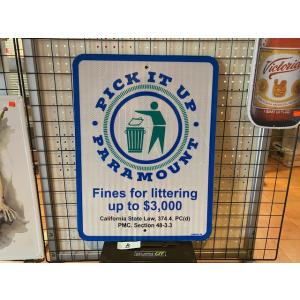 ロードサイン PICK IT UP PARAMOUNT B ポイ捨て禁止 道路標識 本物フードトラッ...