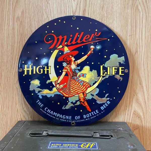 TIN SIGN Miller HIGH LIFE E117 ミラー ビール ホーロー 看板 サイン...