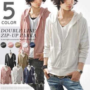 パイル パーカー メンズ ジップアップ パイル生地 タオル 長袖 ロールアップ レイヤード ライン入り プリント 無地 カジュアル Ash Yahoo 店 通販 Yahoo ショッピング