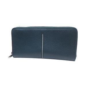 【値下げ】TOD'S トッズ ラウンドファスナー長財布 レザー モスグリーン 中古 質屋出品