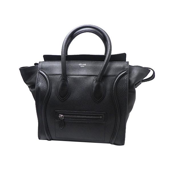 CELINE セリーヌ ラゲージ ミニ トートバッグ レザー ブラック 黒 保存袋付き 中古 送料無...