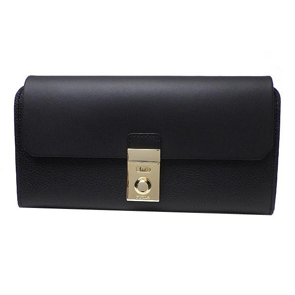 【値下げ】FURLA フルラ ミラノXL ファスナー付長財布 ブラック(黒) 箱・保存袋 中古 質屋...