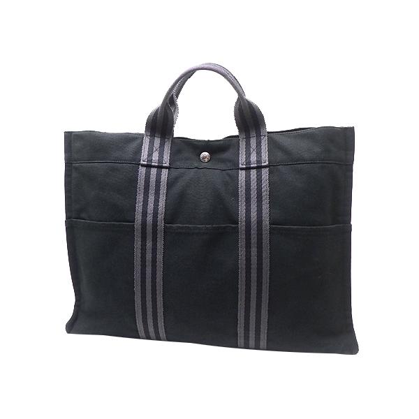 HERMES エルメス フールトゥ MM トートバッグ コットン ブラック(黒) 中古 質屋出品