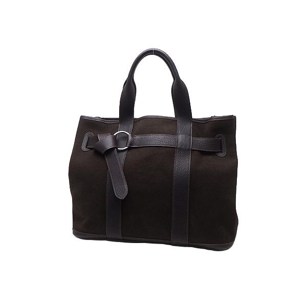 【値下げ】HERMES エルメス プティット サンチュール MM トートバッグ キャンバス・レザー ...