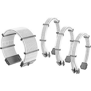 Antec電源スリーブ付きケーブル24ピン/ 8ピン 8ピン6ピンPCI-E延長ケーブルキット PSU 長さ300mm  白 4本