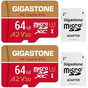 Gigastone 64GB マイクロSDカード A2 4K 2pack 2個セット Ultra HD 4K ビデオ録画 高速4Kゲーム 動作確認済 100MB/s マイクロ