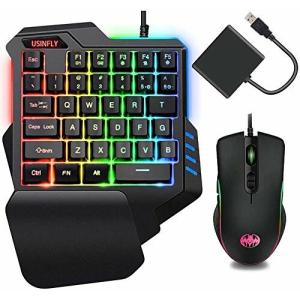片手キーボード マウス コンバーター セット USINFLY switch キーボード マウスセット RGB ゲーミングキーボード