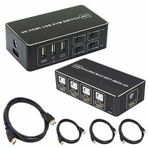 nullie 4K KVM パソコン切替器 4台用 共有3USB プリンター共有 高速 遅延なし 4in1