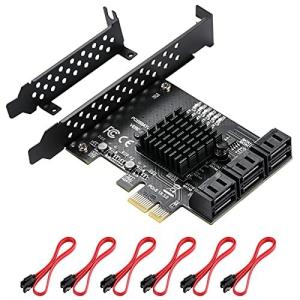MZHOU PCI Express SATA3.0 増設ボード 6ポートSATAカード 6Gbps PCI-E SATA 3.0 ヒートシンク付き SATAケーブル付き 拡張カー